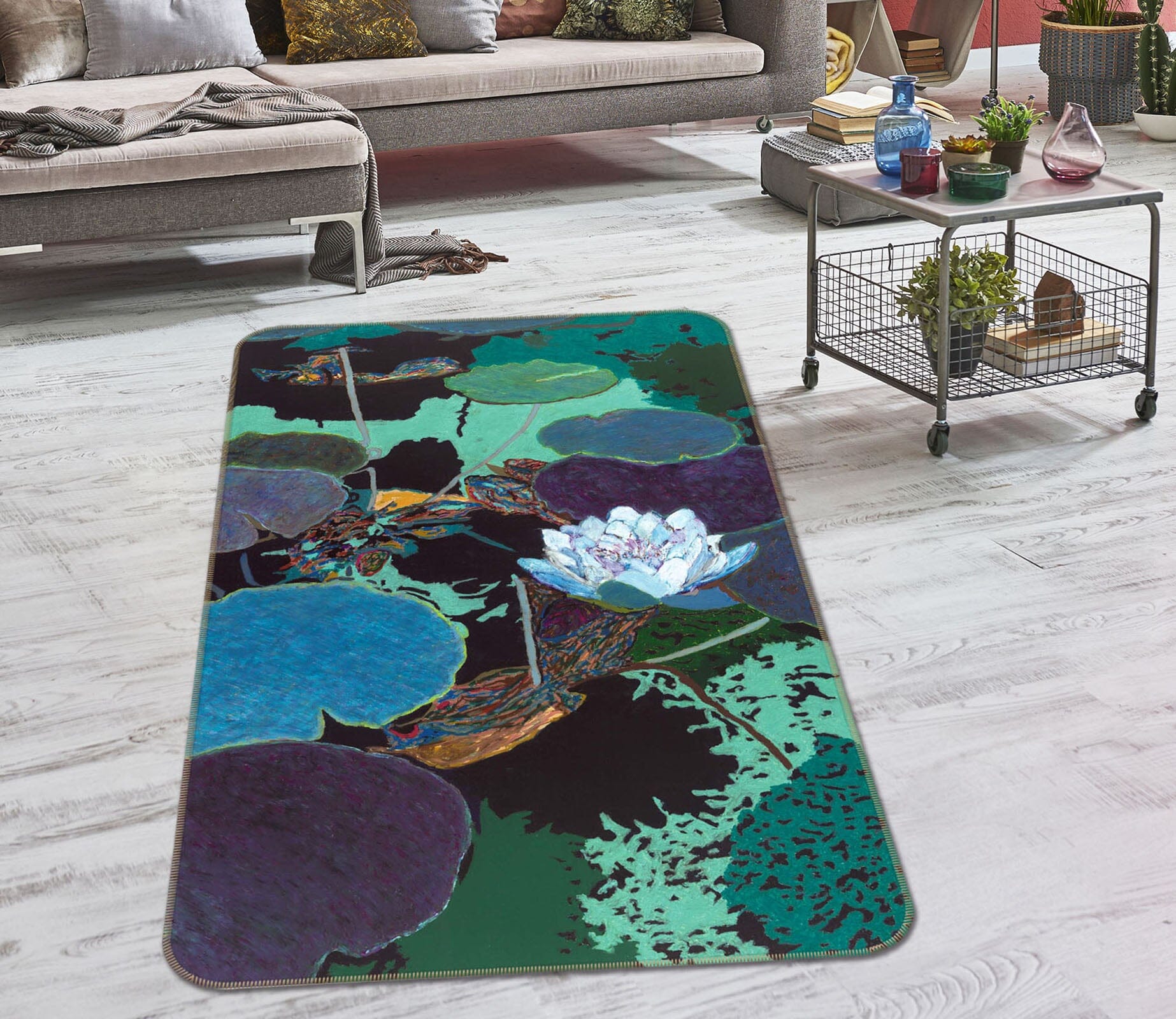 3D Summer Lotus Pond 3009 Allan P. Friedlander Rug Non Slip Rug Mat Mat AJ Creativity Home 