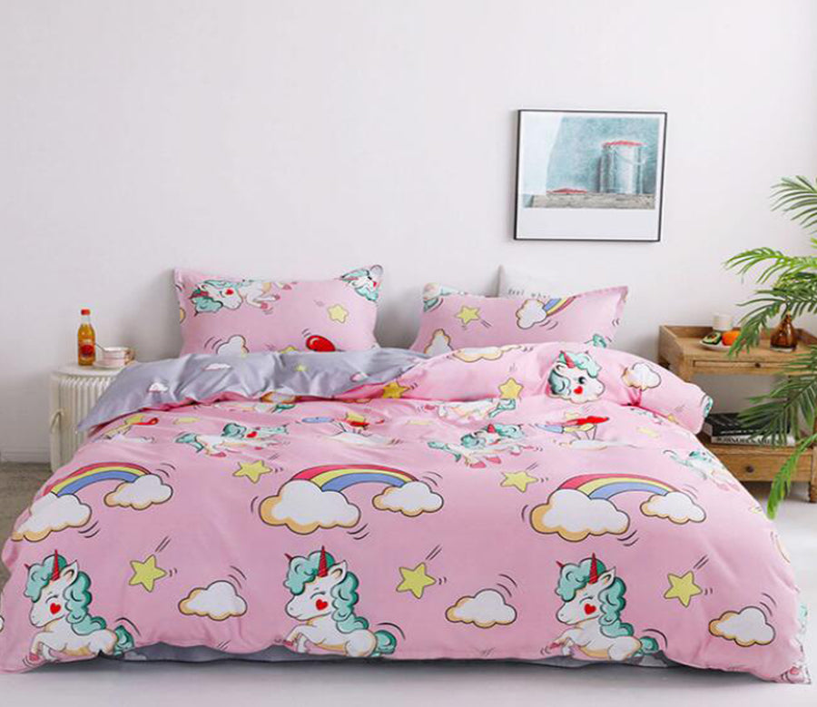 3D Cartoon Unicorn Star 13107 Bed Pillowcases Quilt