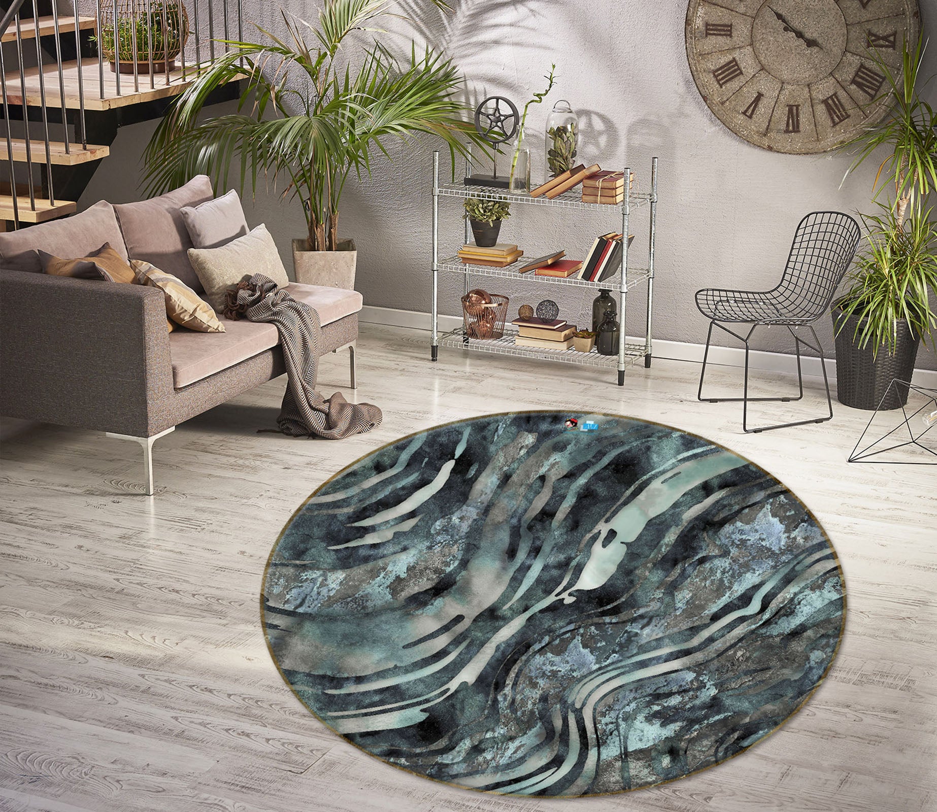 3D Dark Green Texture 83071 Andrea haase Rug Round Non Slip Rug Mat