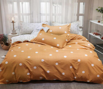 3D Orange White Dots 5196 Bed Pillowcases Quilt