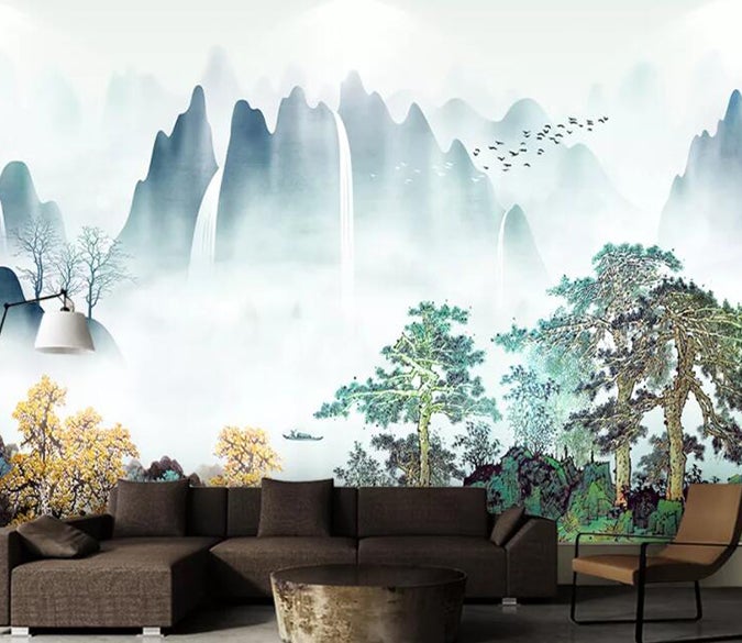3D Foggy Forest 540 Wall Murals Wallpaper AJ Wallpaper 2 