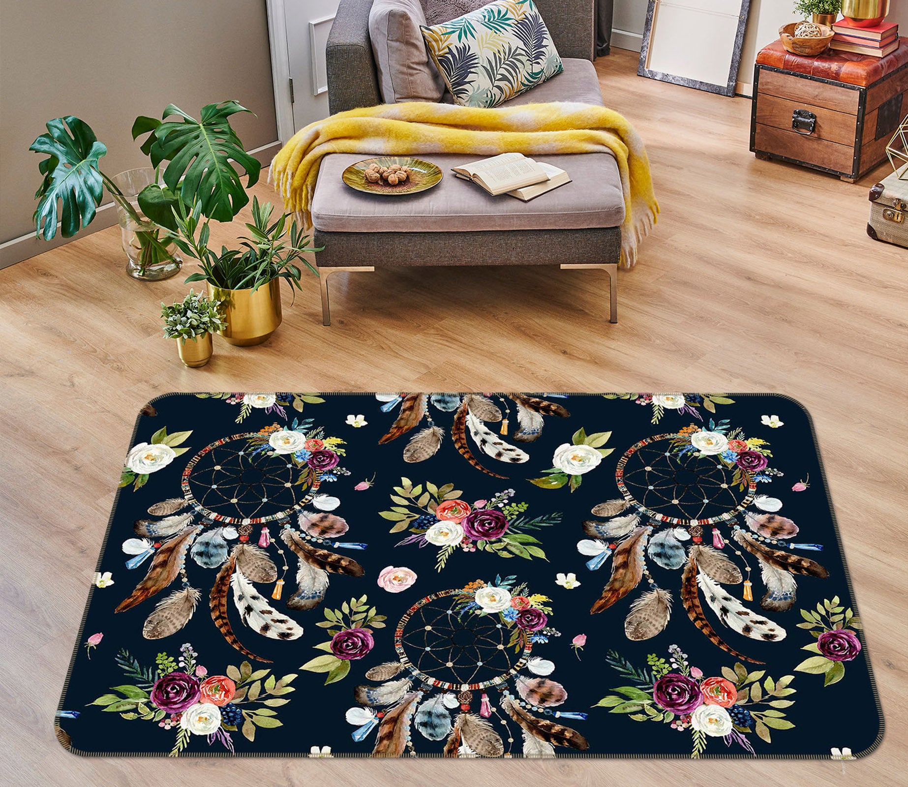 3D Dream Catcher Black 37053 Non Slip Rug Mat