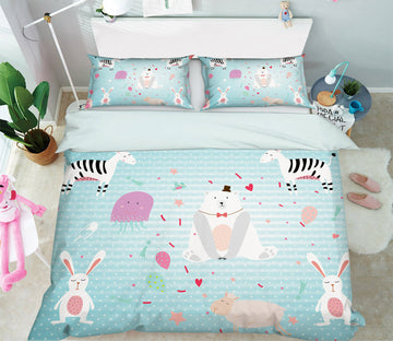 3D Rabbit 13019 Bed Pillowcases Quilt