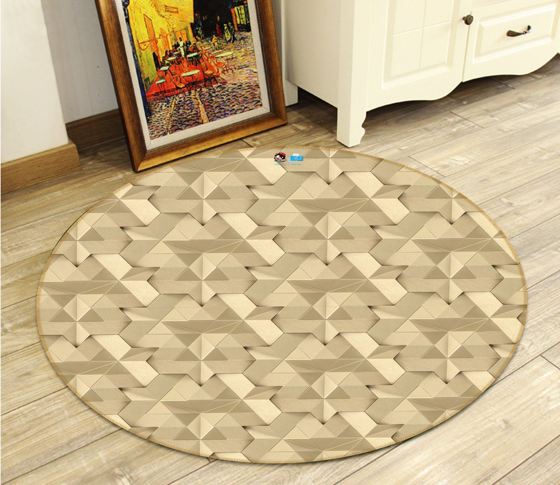 3D Yellow Pattern 3412 Round Non Slip Rug Mat Mat AJ Creativity Home 