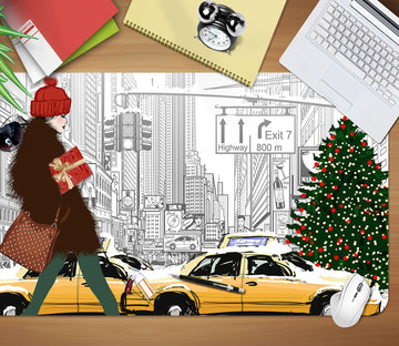 3D Female Car Christmas Tree 17144 Desk Mat