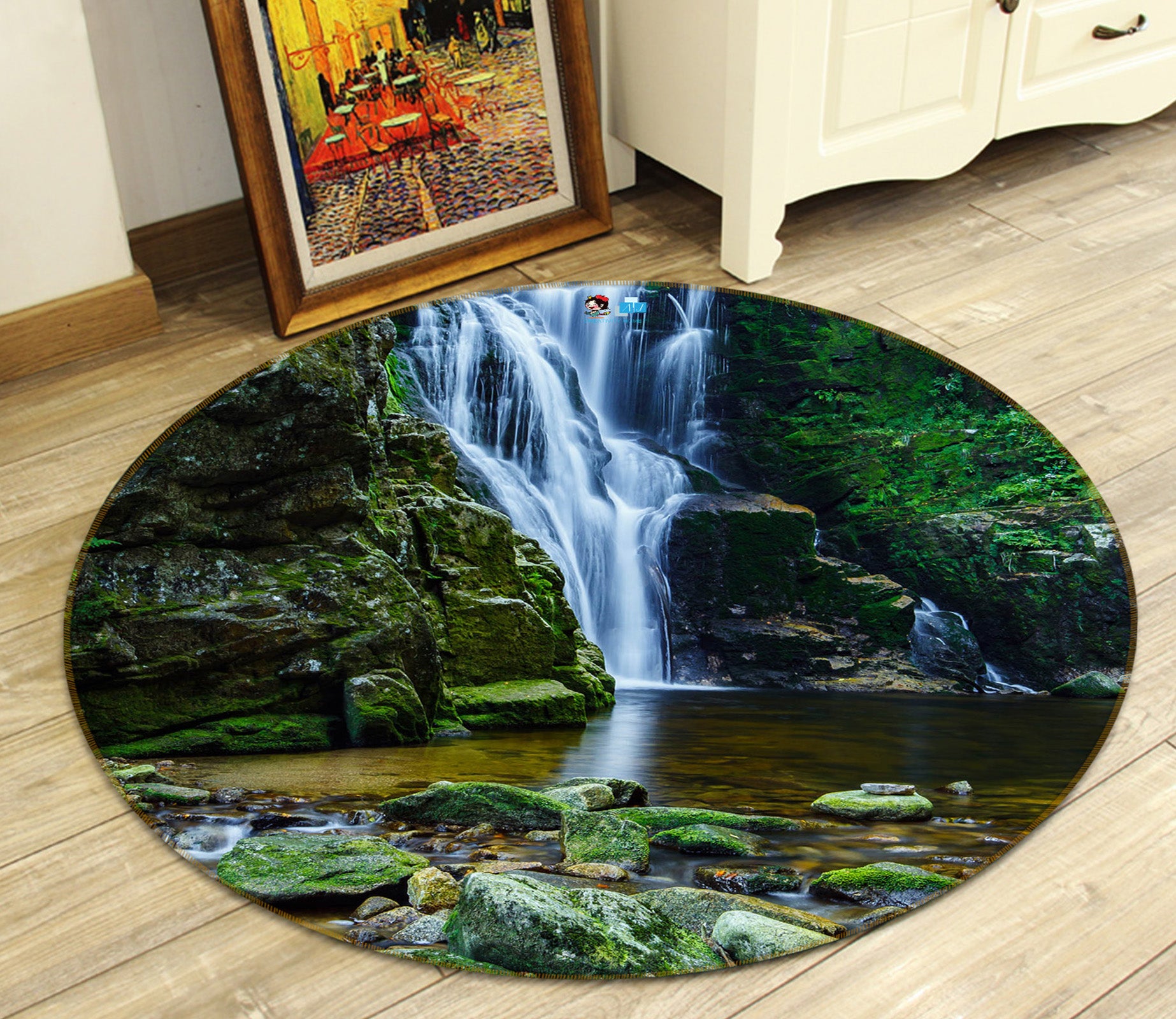 3D Waterfall 74171 Round Non Slip Rug Mat