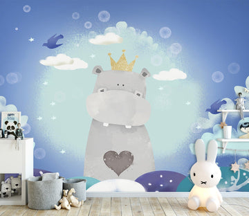 3D Moon Hippopotamus 1677 Wall Murals Wallpaper AJ Wallpaper 2 