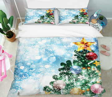 3D Tree Snowing 51100 Christmas Quilt Duvet Cover Xmas Bed Pillowcases