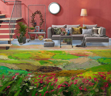 3D Red Flower Lawn 9656 Allan P. Friedlander Floor Mural
