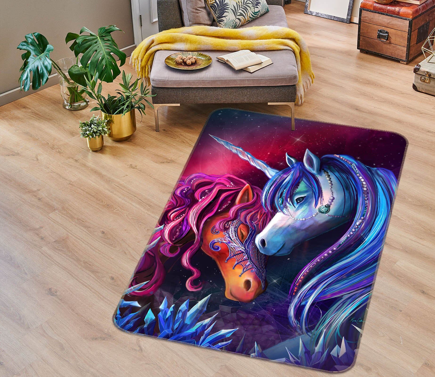 3D Snuggle Each Other 3030 Rose Catherine Khan Rug Non Slip Rug Mat Mat AJ Creativity Home 