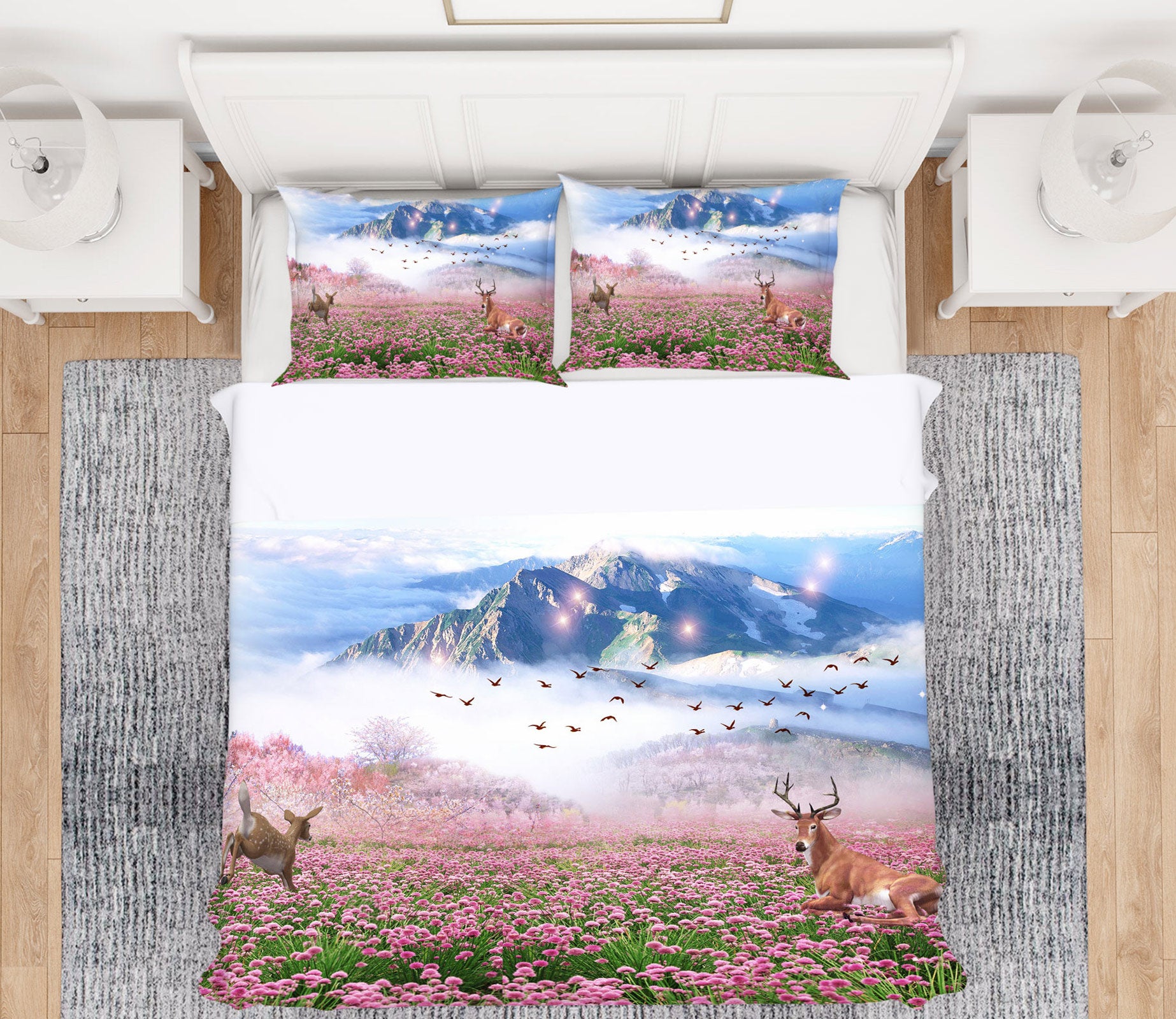 3D Mountain Flower Sea 13038 Bed Pillowcases Quilt