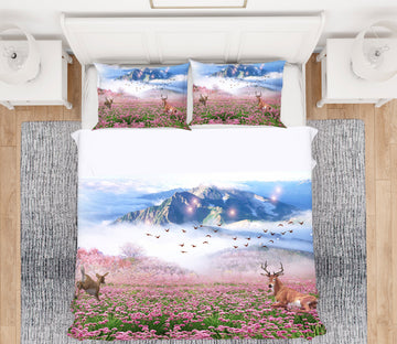 3D Mountain Flower Sea 13038 Bed Pillowcases Quilt