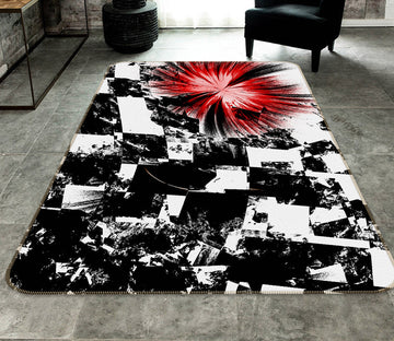 3D Black White Square 65063 Non Slip Rug Mat