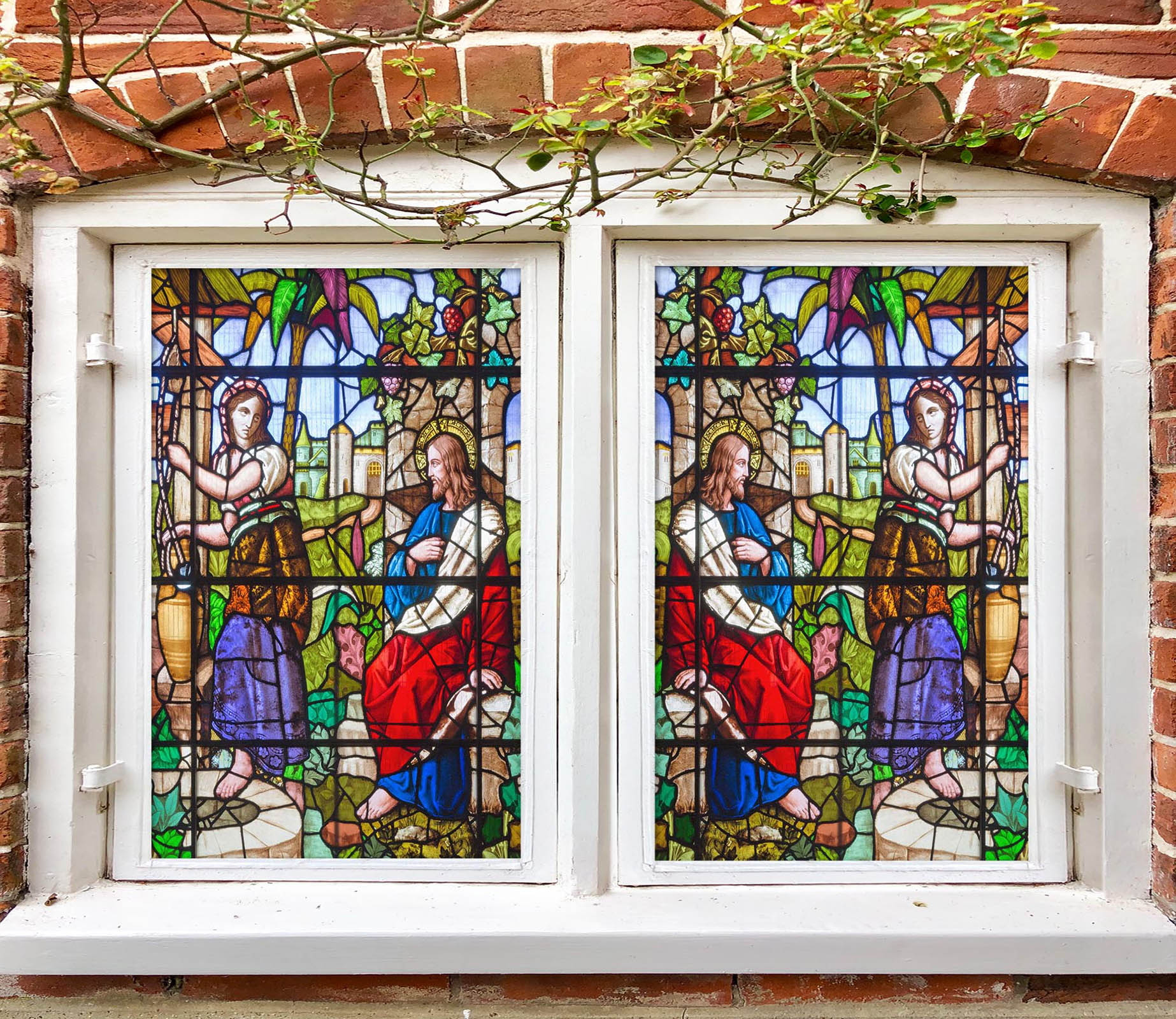 3D Female Believer 070 Window Film Print Sticker Cling Stained Glass UV Block