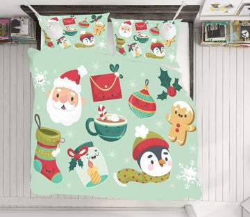 3D Santa Claus  Penguin Cup Socks 61055 Bed Pillowcases Quilt