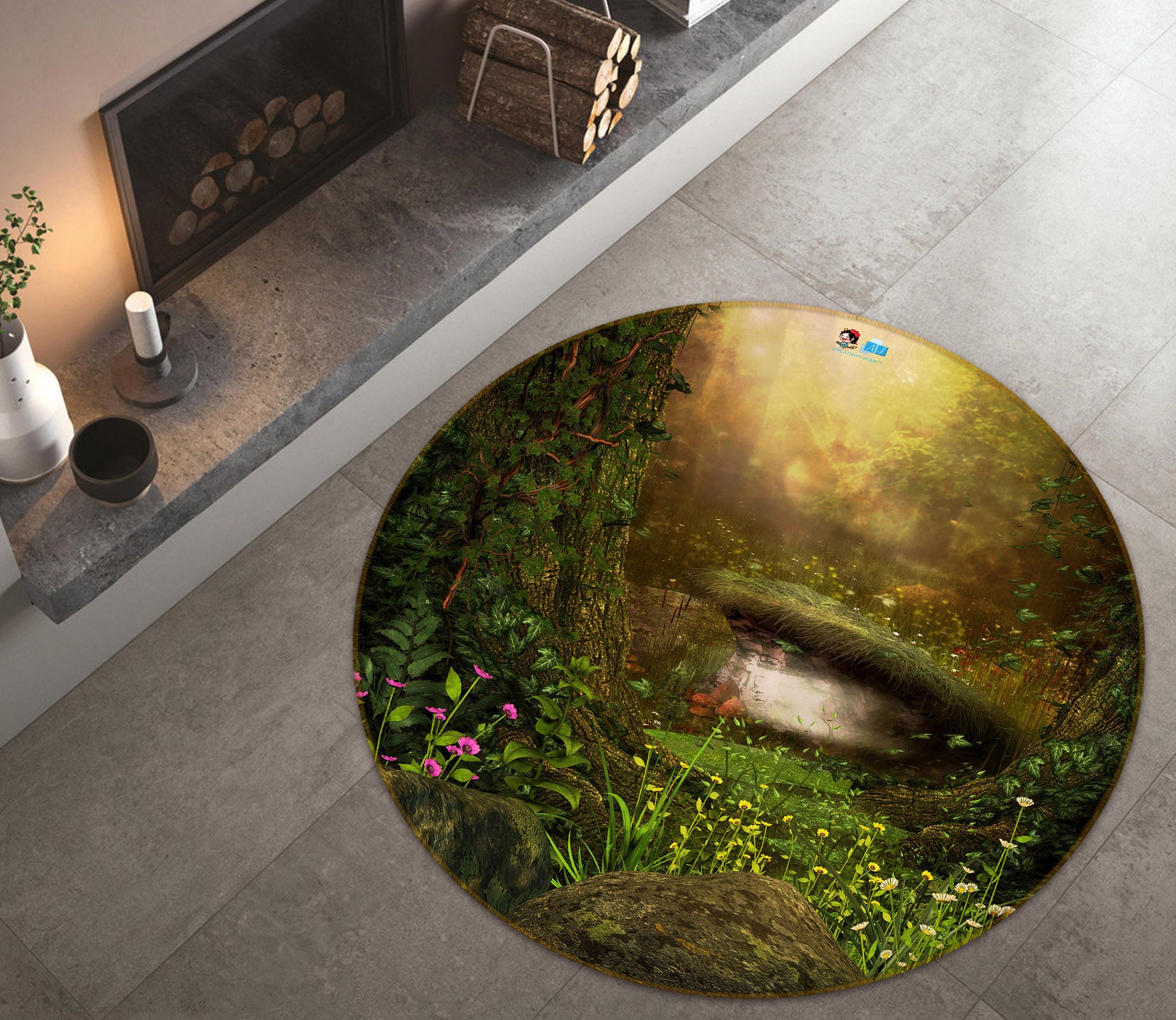 3D Grass Jungle 69160 Round Non Slip Rug Mat