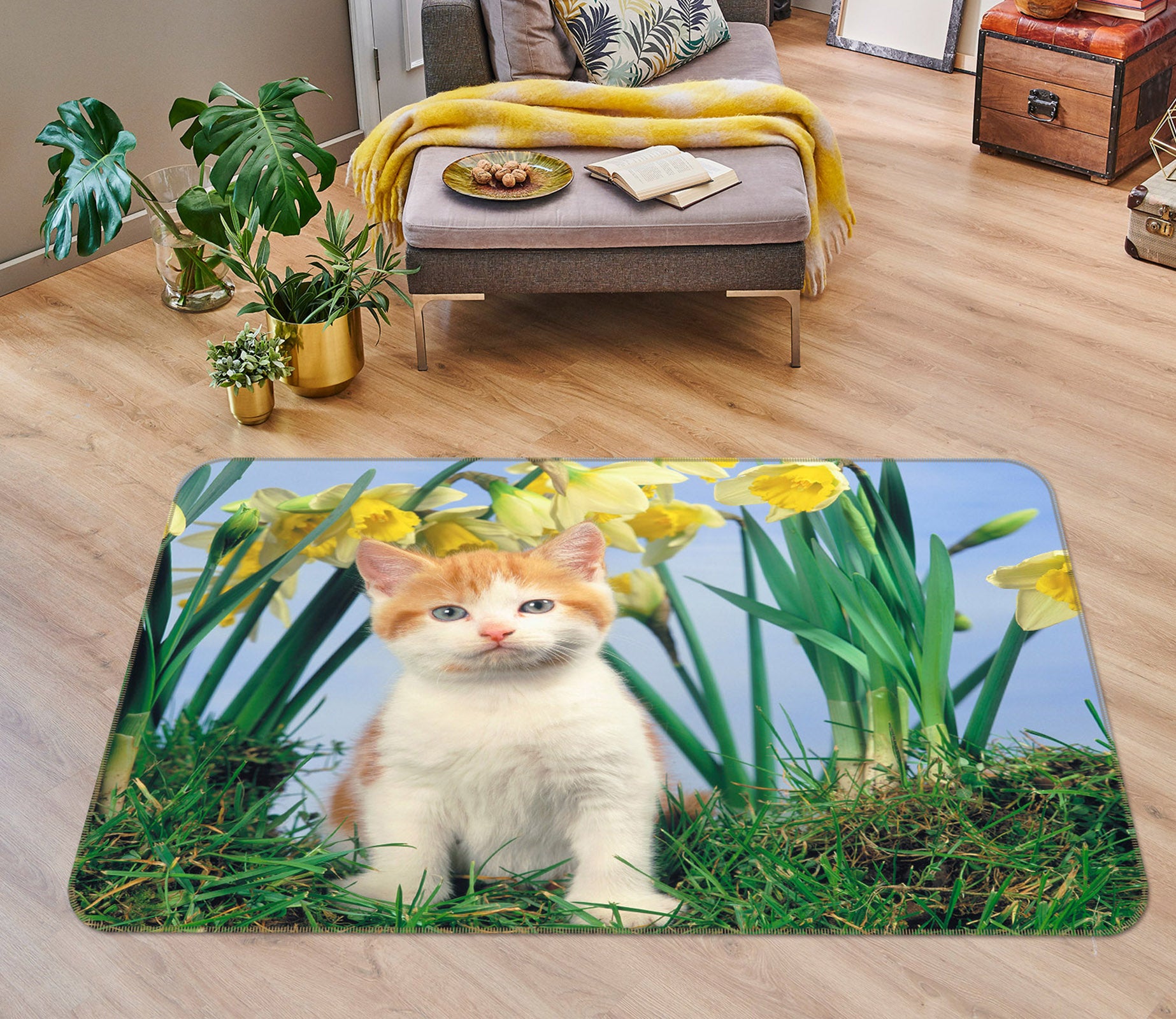 3D Kitten Rose 110 Animal Non Slip Rug Mat