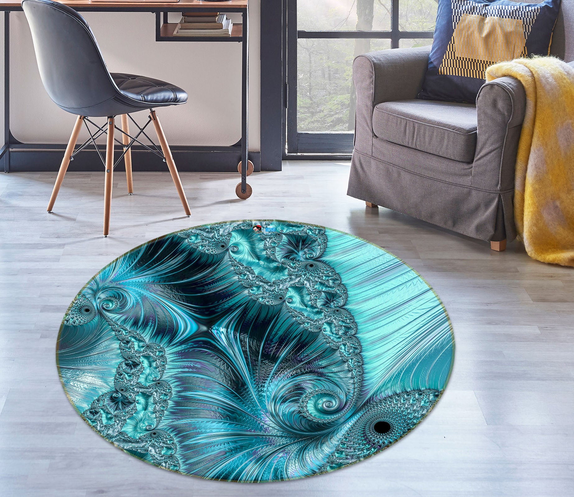 3D Blue Pattern 83079 Andrea haase Rug Round Non Slip Rug Mat