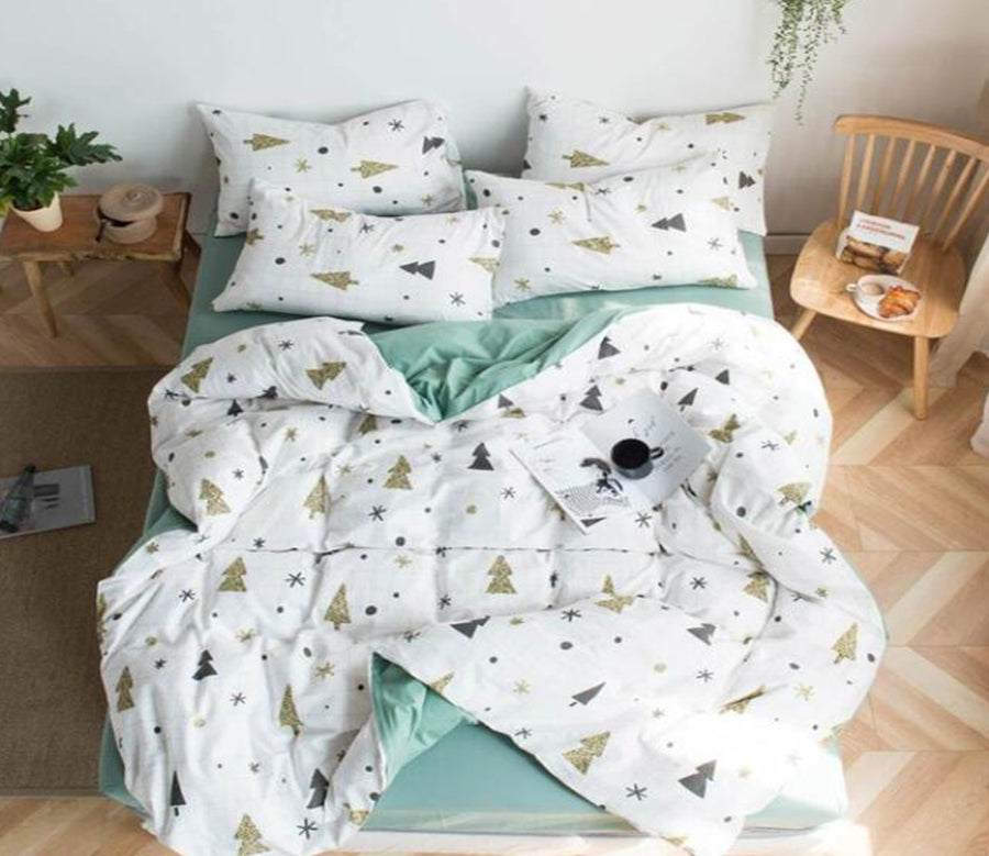 3D Green Little Christmas Tree 7067 Bed Pillowcases Quilt