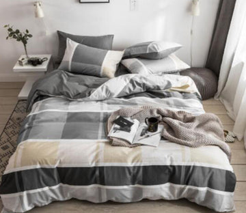 3D Gray Brown Square 15077 Bed Pillowcases Quilt
