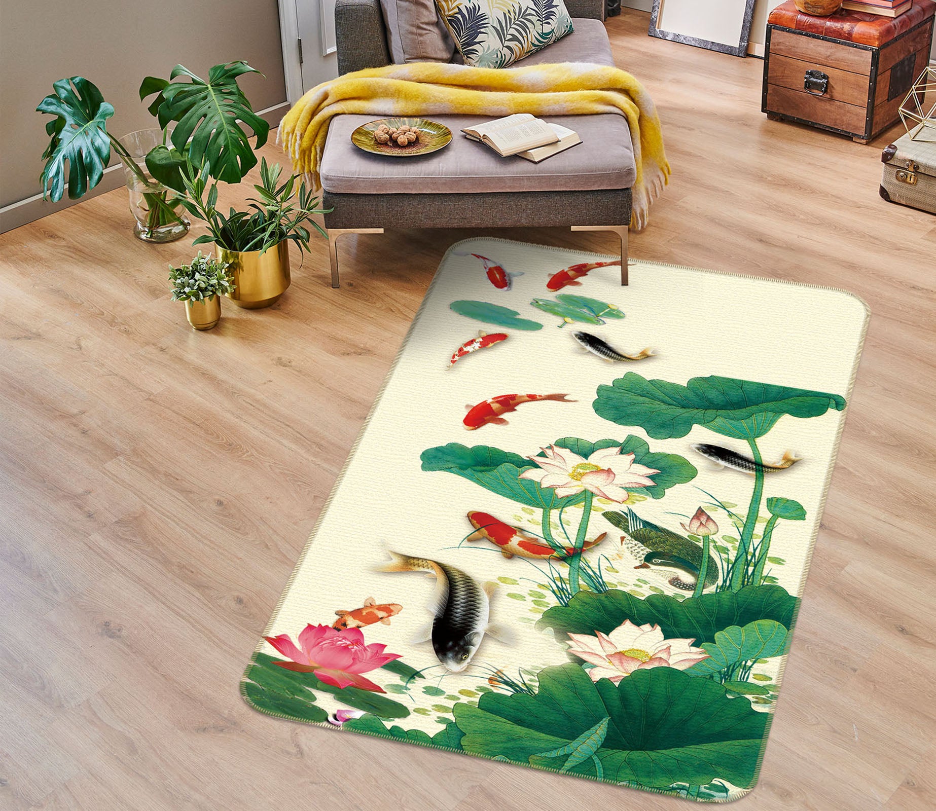 3D Lotus Leaf Fish 32097 Non Slip Rug Mat