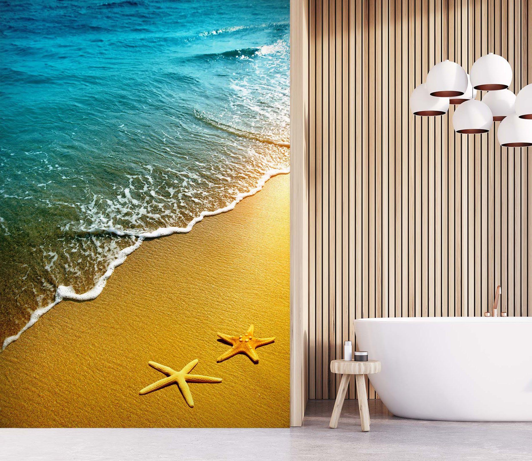 3D Beach Starfish Golden 083 Wall Murals Wallpaper AJ Wallpaper 2 