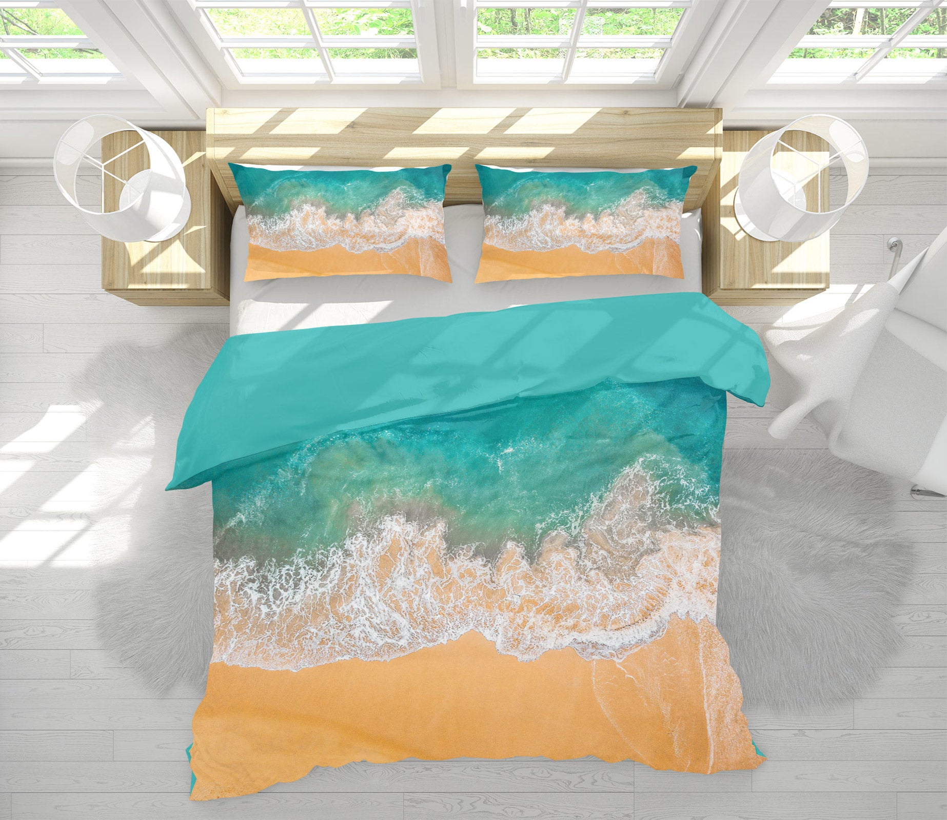 3D Seaside Waves 59124 Bed Pillowcases Quilt
