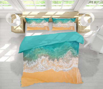 3D Seaside Waves 59124 Bed Pillowcases Quilt