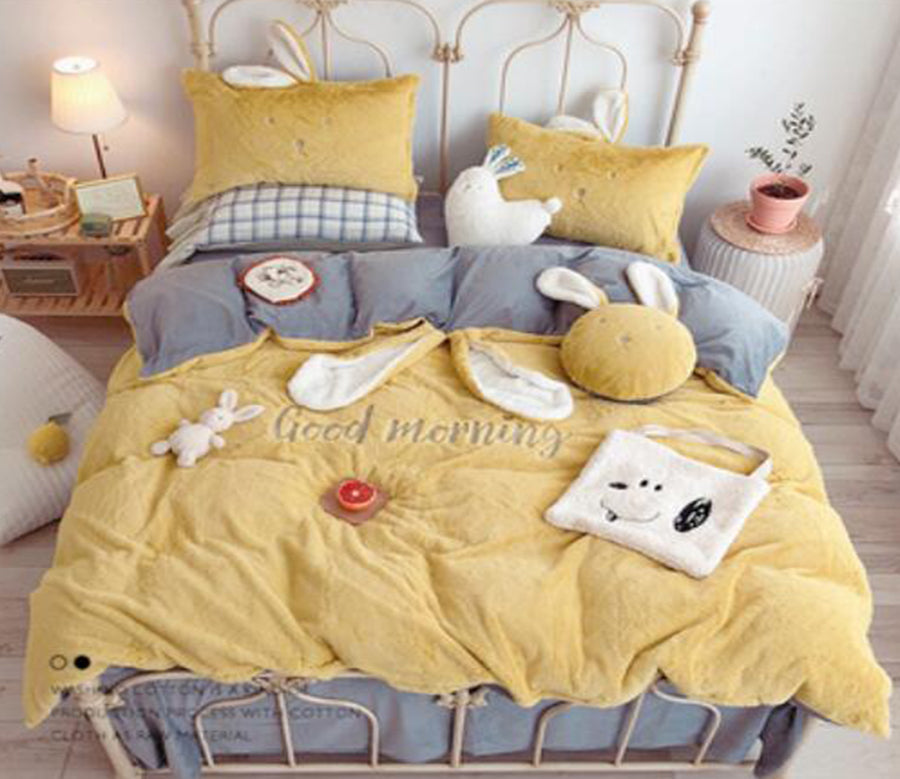 3D Yellow Gray 40024 Bed Pillowcases Quilt