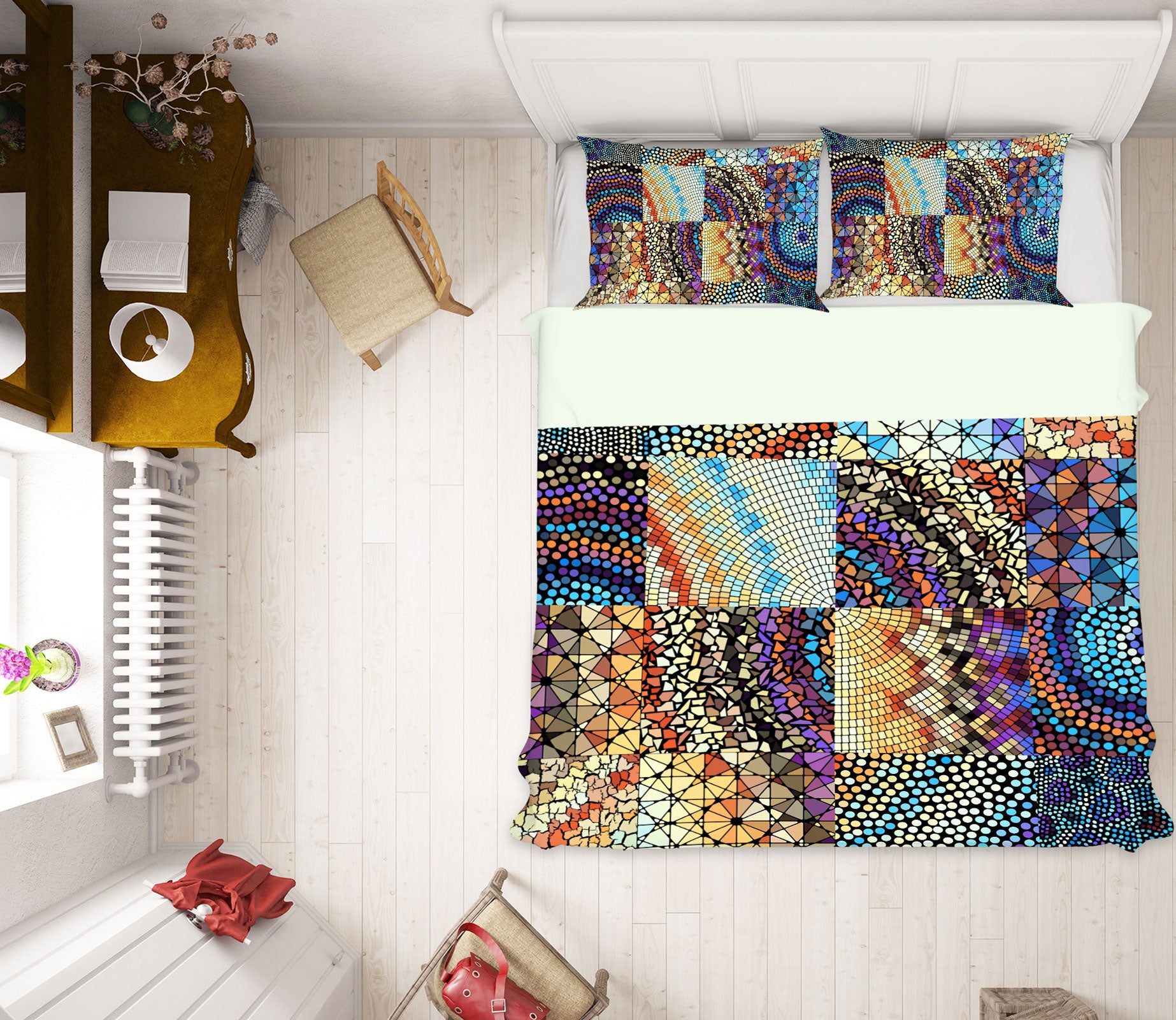 3D Square Pattern 14071 Bed Pillowcases Quilt