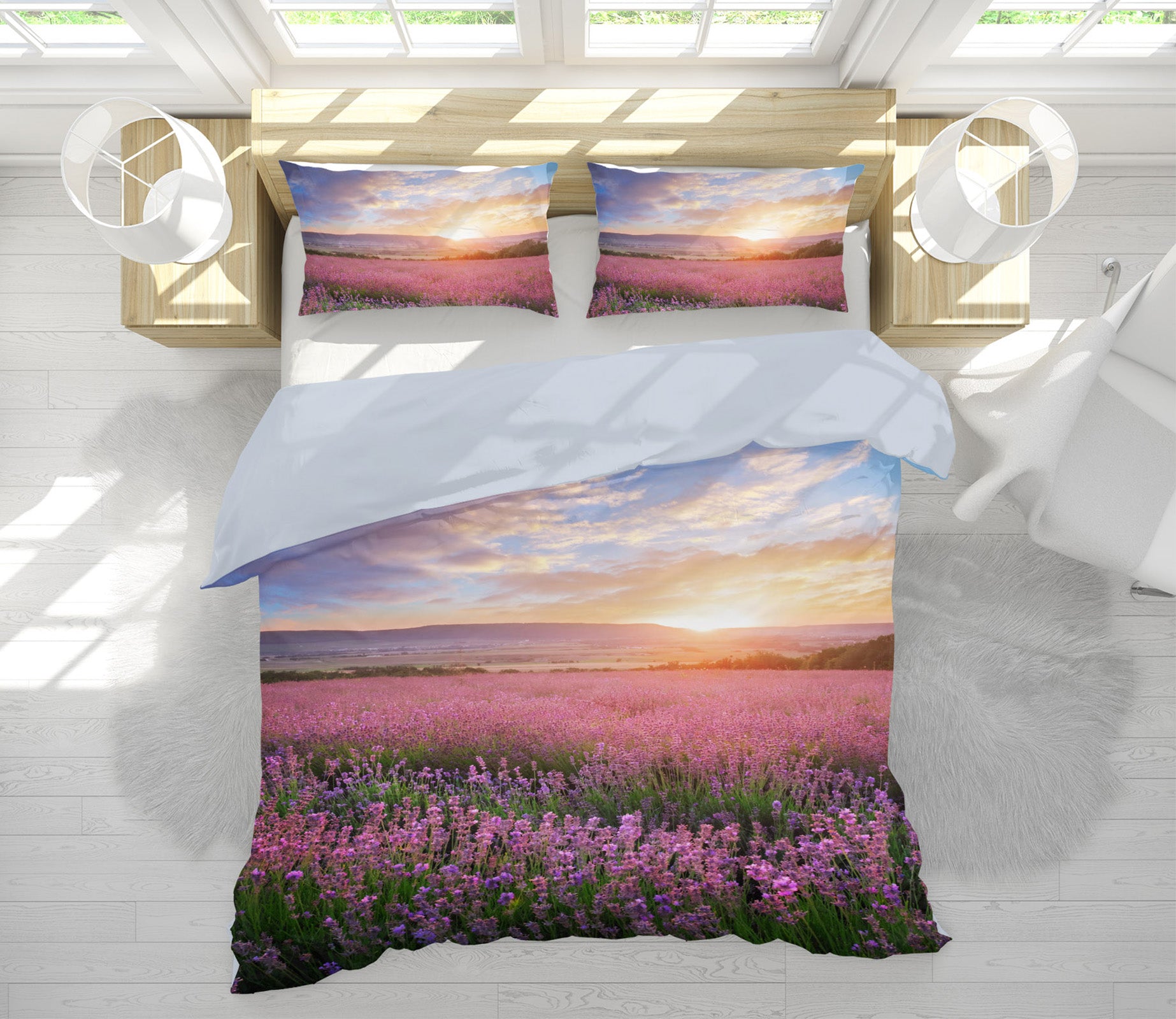 3D Lavender Bushes 61112 Bed Pillowcases Quilt