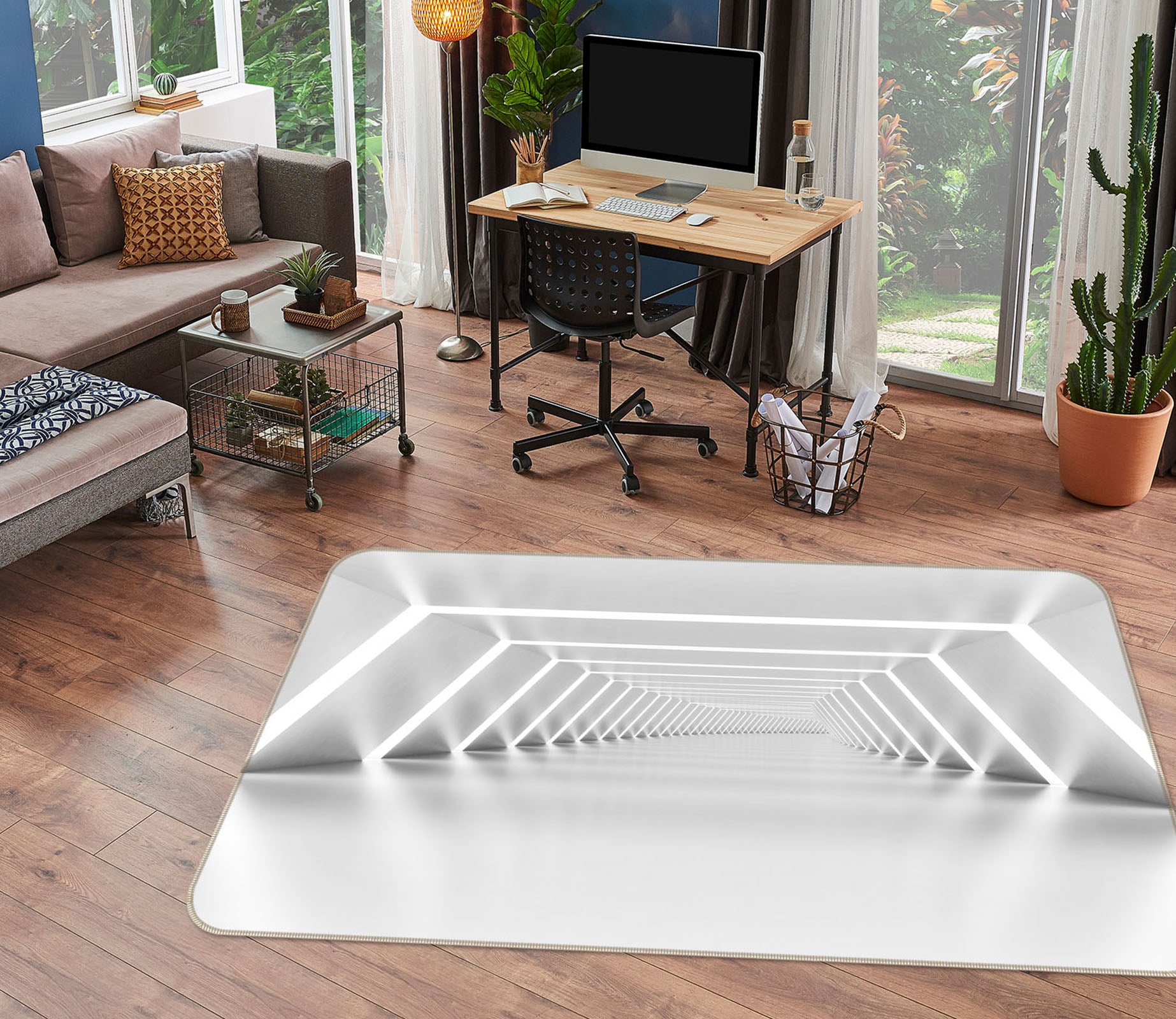 3D Light Tunnel 36058 Non Slip Rug Mat