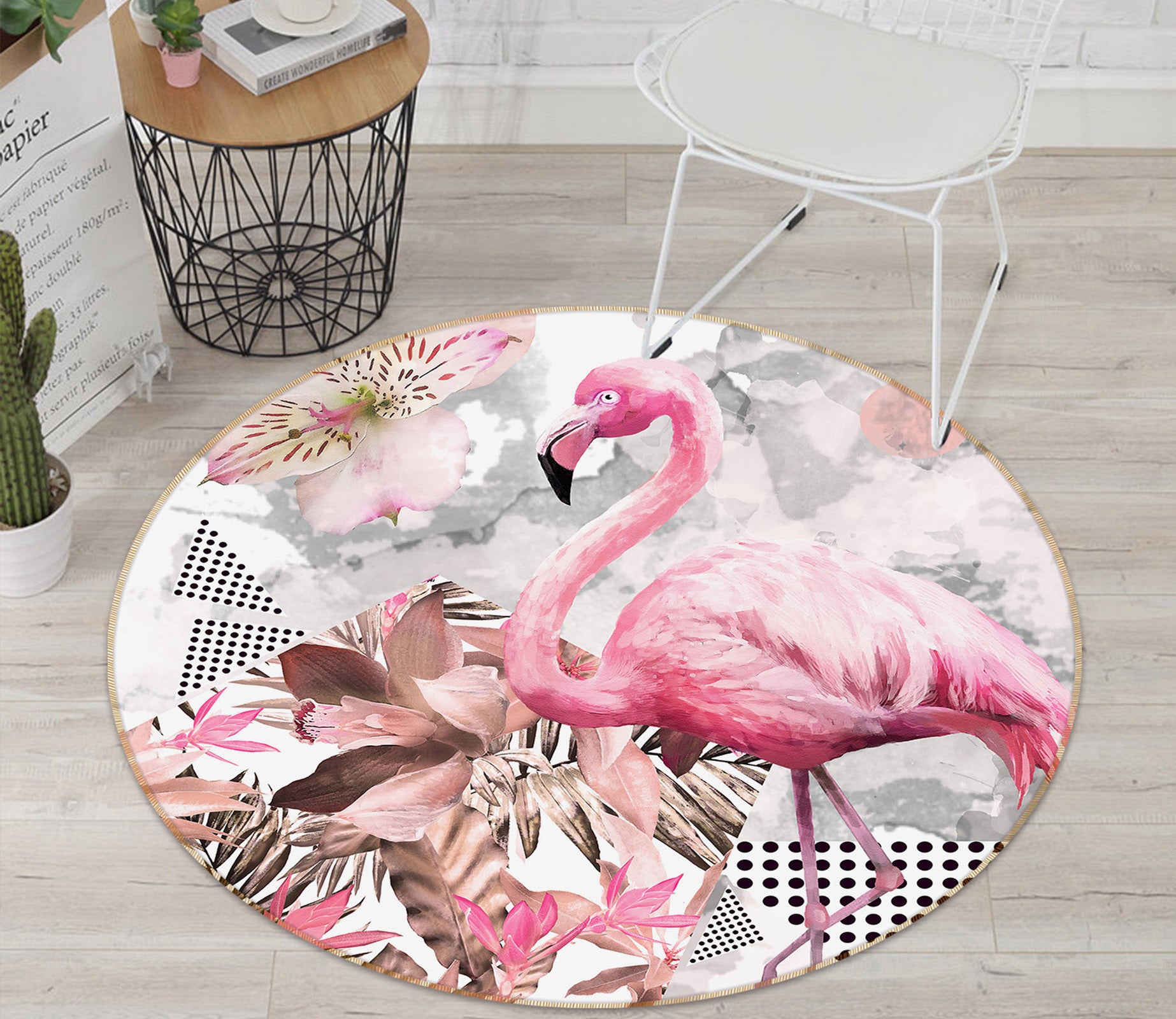 3D Flamingo 29054 Round Non Slip Rug Mat