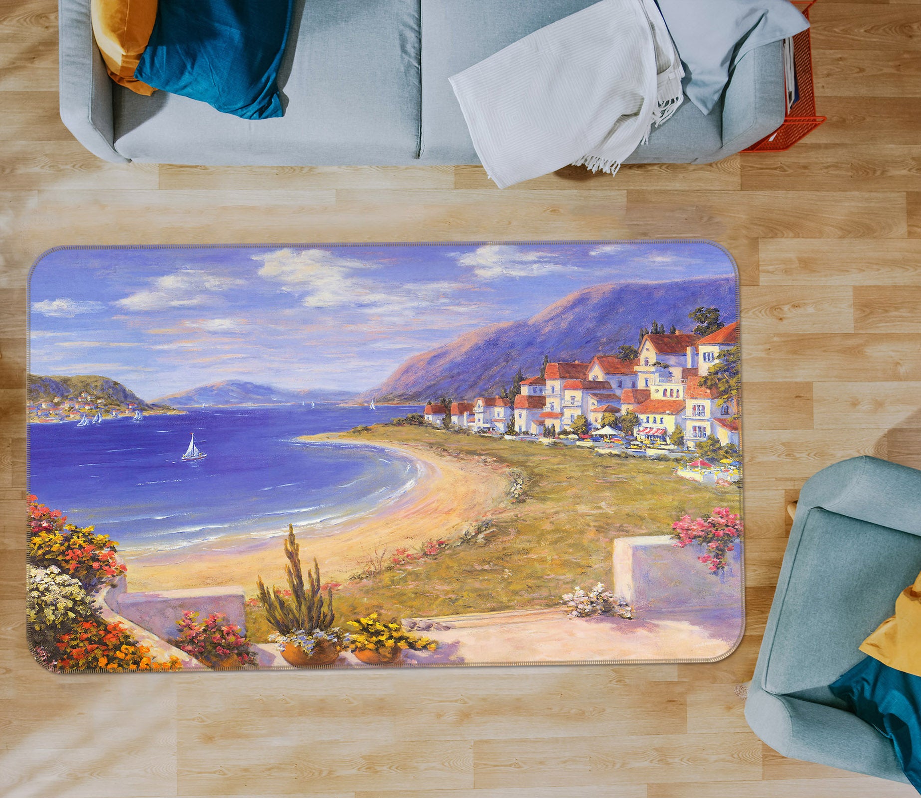 3D Seaside House 32049 Non Slip Rug Mat