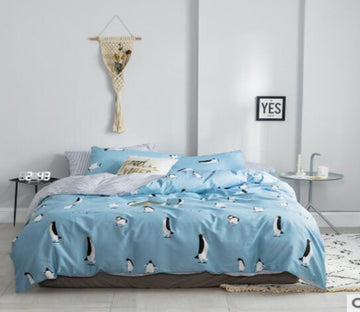 3D Light Blue Penguin 15026 Bed Pillowcases Quilt