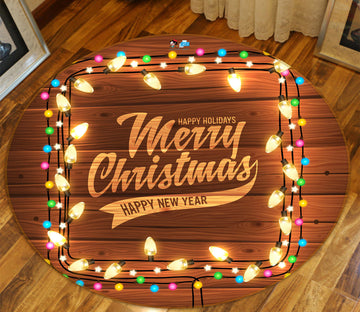 3D String Lights 54024 Christmas Round Non Slip Rug Mat Xmas