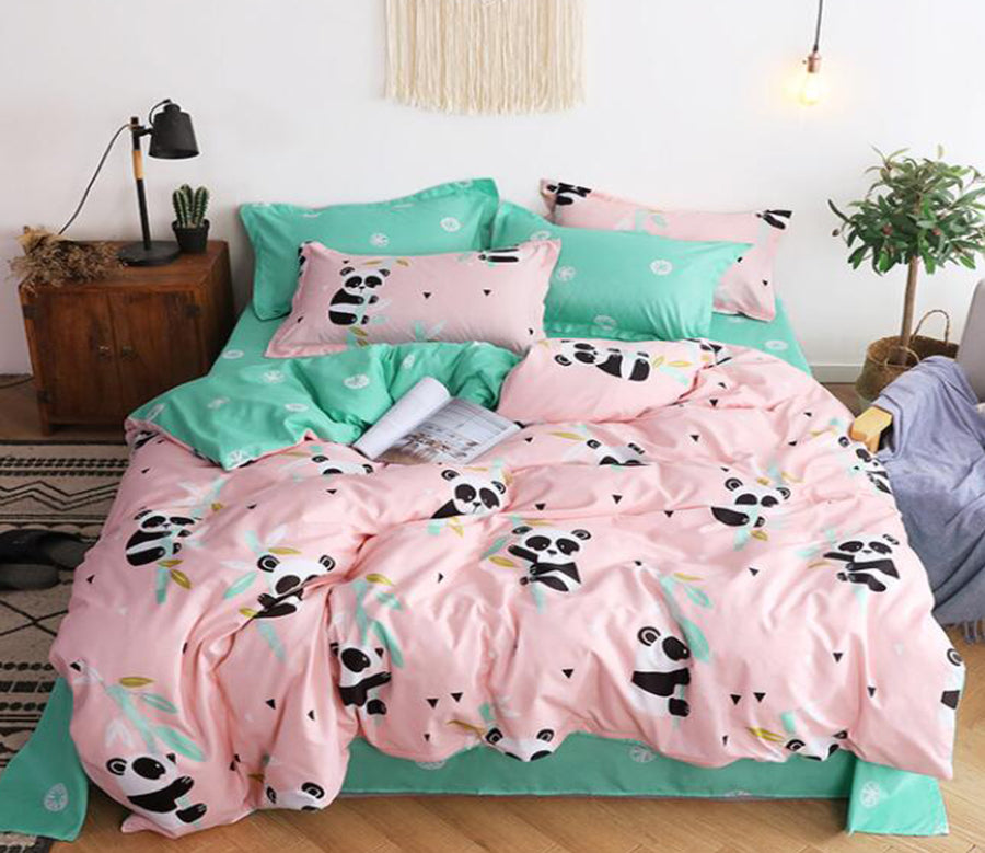 3D Pink Bottom Panda 12038 Bed Pillowcases Quilt