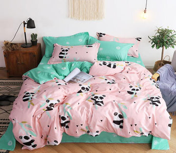 3D Pink Bottom Panda 12038 Bed Pillowcases Quilt