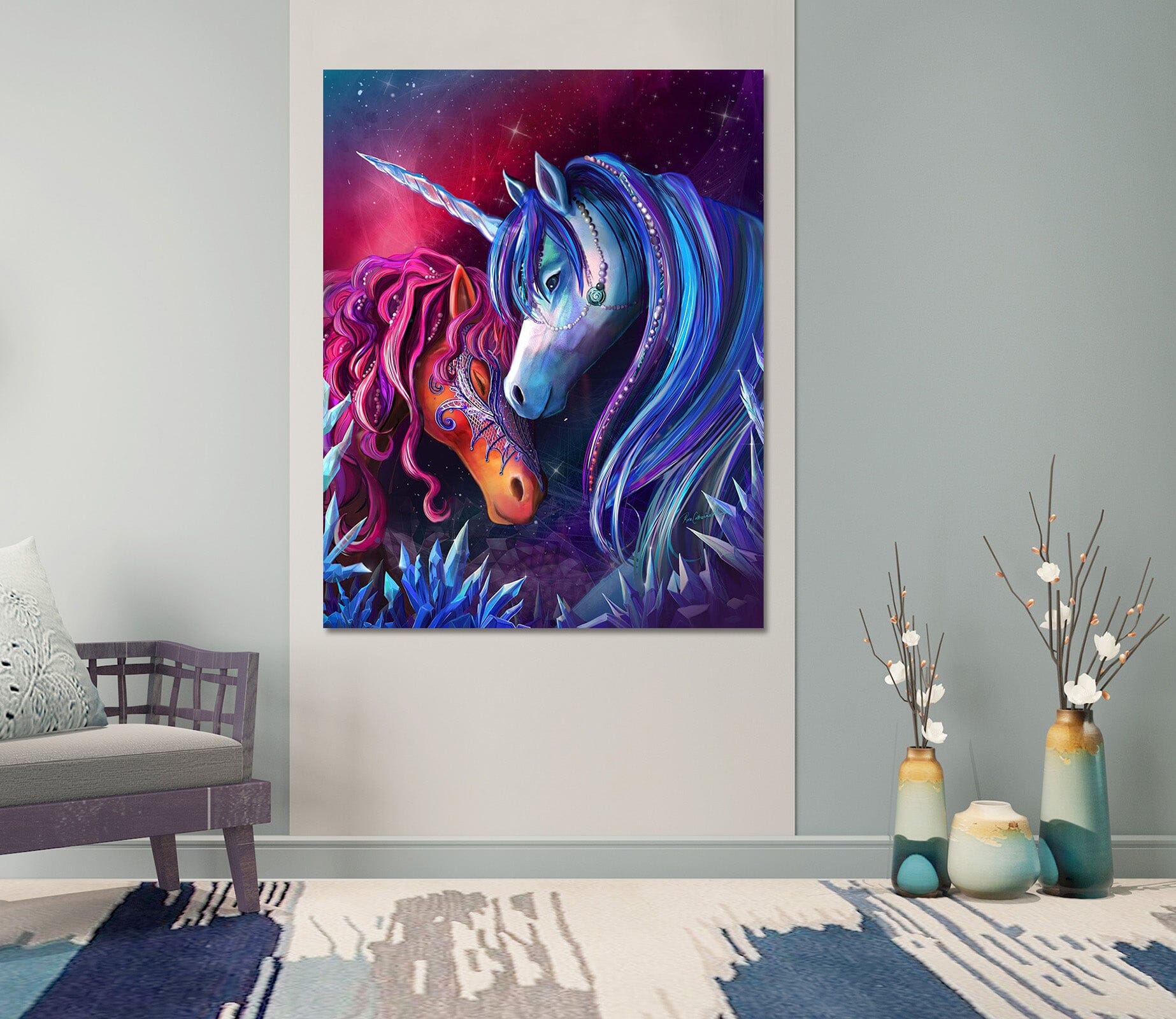 3D Crystal Unicorn 002 Rose Catherine Khan Wall Sticker Wallpaper AJ Wallpaper 2 