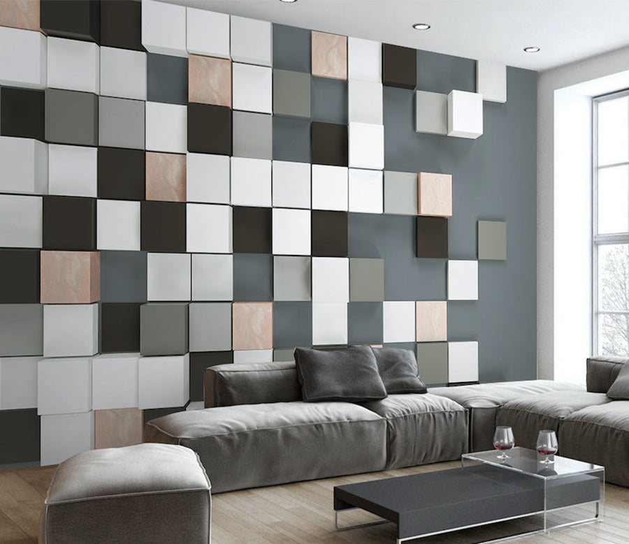 3D Color Mosaic Square WG223 Wall Murals