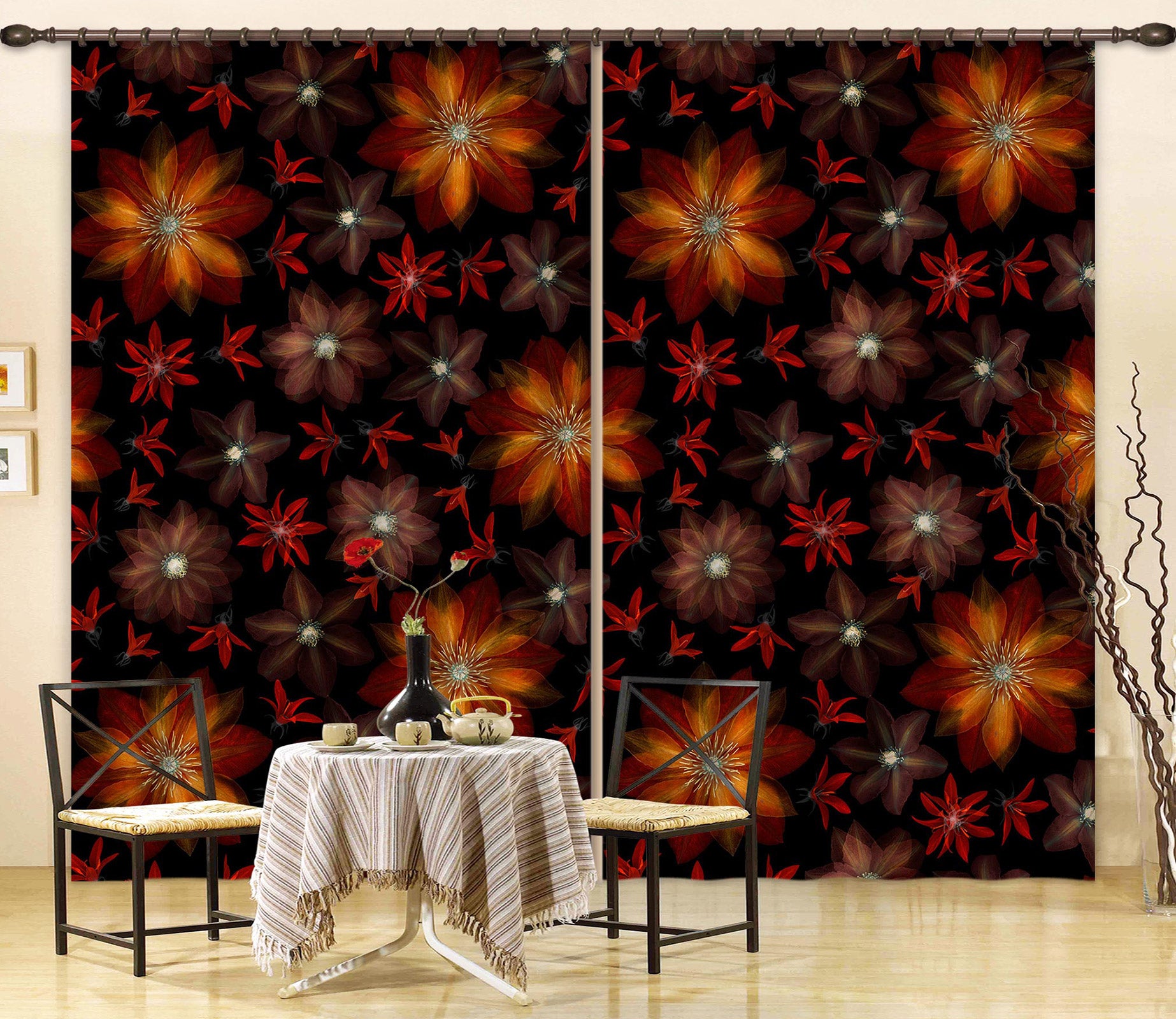 3D Beautiful Flower 098 Assaf Frank Curtain Curtains Drapes