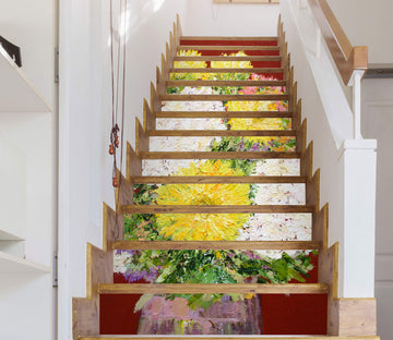 3D Yellow White Flower Vase Painting 9040 Allan P. Friedlander Stair Risers