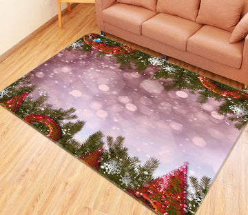 3D Branches Snow 55077 Christmas Non Slip Rug Mat Xmas