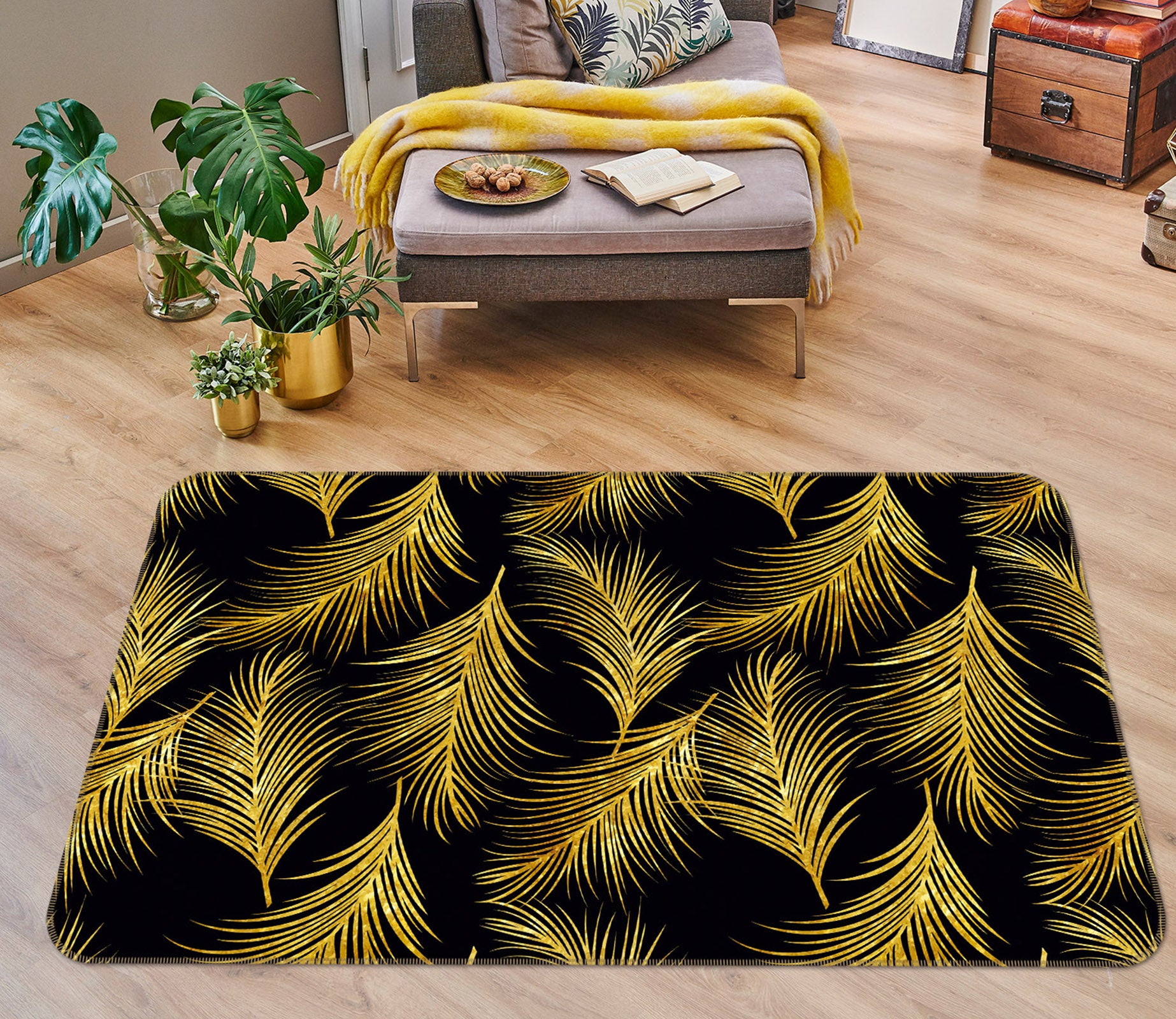 3D Leaves 35063 Non Slip Rug Mat