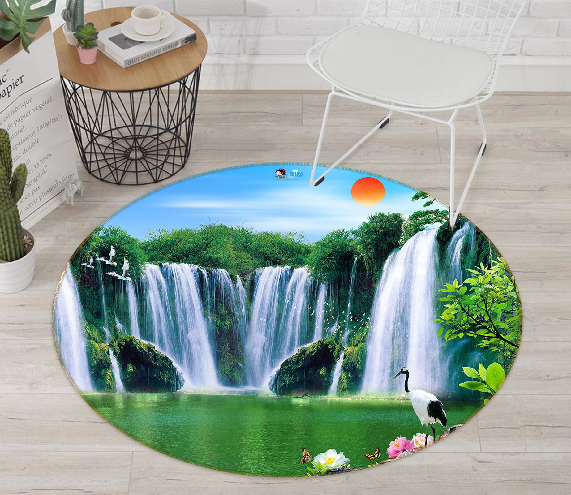 3D Waterfall 72256 Round Non Slip Rug Mat