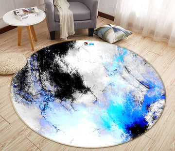 3D Black And Blue Pattern 36 Round Non Slip Rug Mat Mat AJ Creativity Home 