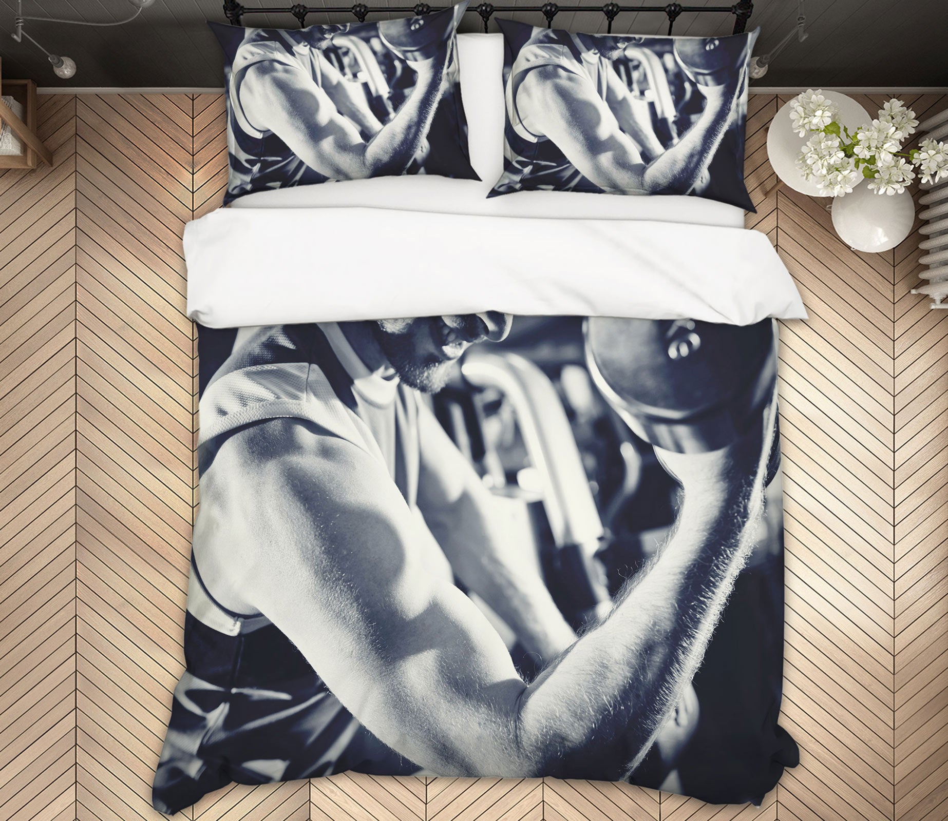 3D Lift Dumbbells 14123 Bed Pillowcases Quilt