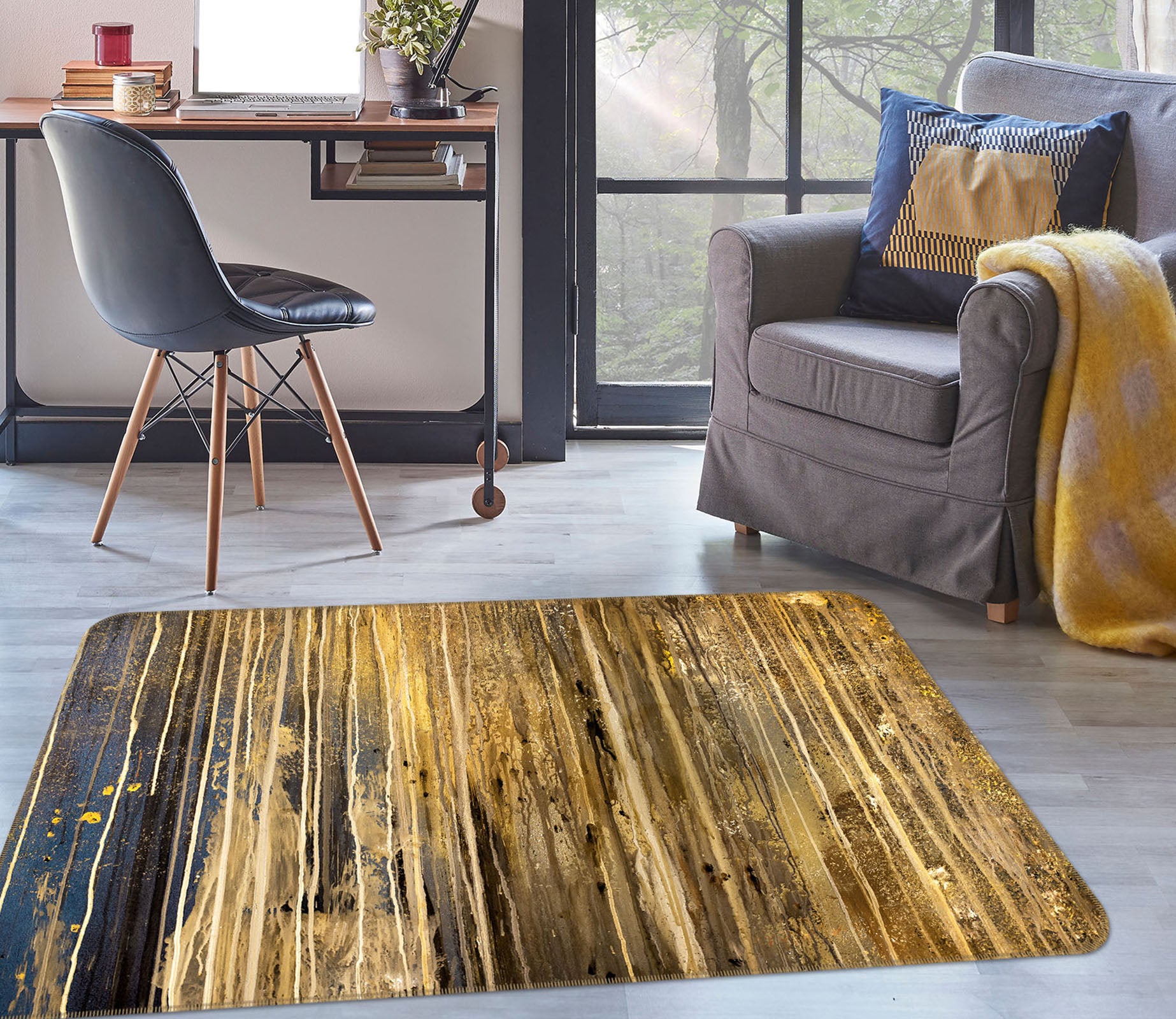 3D Brown Wood Pattern 30167 Non Slip Rug Mat
