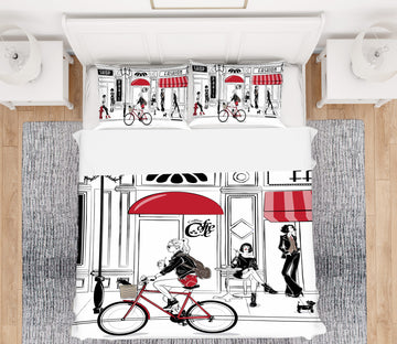 3D Bicycle Woman 061 Bed Pillowcases Quilt