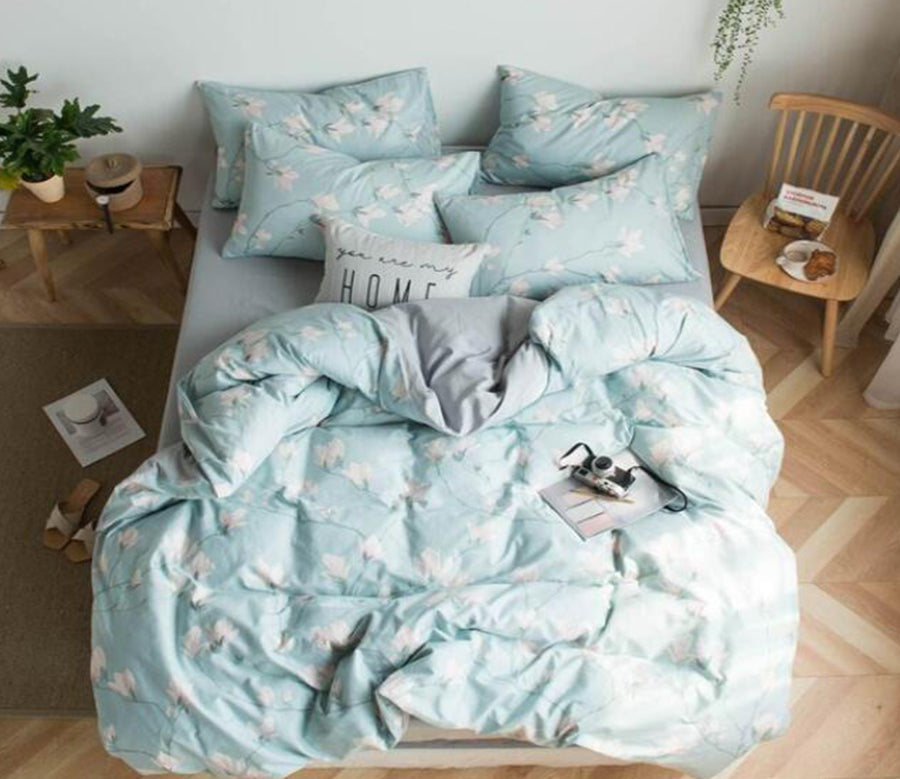 3D Light Sky Blue 7072 Bed Pillowcases Quilt